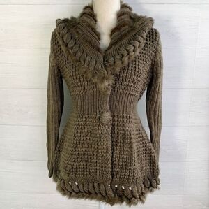 Sloni Faux Fur Trim Cardi